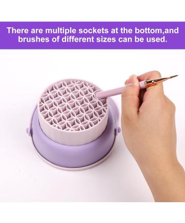 Makeup Brush Cleaner Bowl 6x5x3 Inch Cosmetic Brush Cleaning Mat Silicone 2 in 1 Makeup Brush Washing Bowl Drying Holder Stand Multifunctional Cleaner Basket for Girls Women (Purple) - Buy Online on GoSupps.com