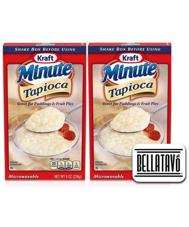 Minute Tapioca Bundle. Includes Two- 8oz Packages of Kraft Minute Tapioca Plus a BELLATAVO Fridge Magnet! Kraft Quick Cook Tapioca is Great for Tapioca Pudding and Fruit Pie Filling!