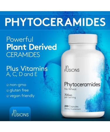 Infusions International Phytoceramides 200 Capsules Skin Repair Rejuvenation Anti-Aging Support Plant-derived Ceramides 700mg Gluten Free Non-GMO - Buy Online on GoSupps.com
