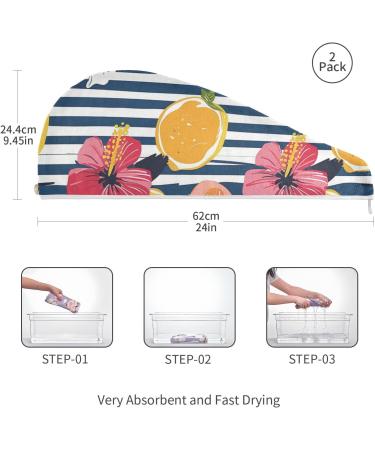 Red Flowers Fruit Hair Towel 2 Pack | Super Absorbent Quick Dry Hair Turbans for Women & Girls - Buy Online on GoSupps.com