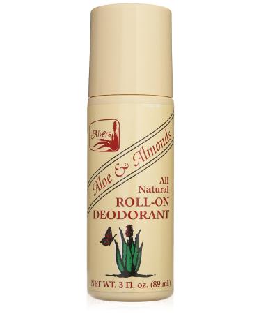Alvera All Natural Roll-on Deodorant Aloe and Almonds - 3 Oz 3 Fluid Ounce Aloe & Almonds 3 Fl Oz (Pack of 1)