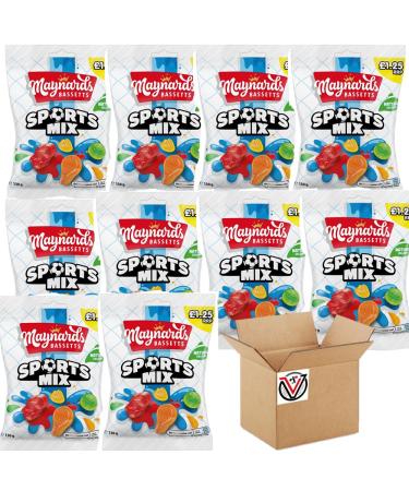 10 x Maynardds Bassets Sports Mix Sweets Bag 1.25 PMP 130g - VIMIX | Full Box - Buy Online on GoSupps.com