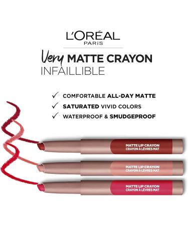 L'Oreal Paris Infallible Very Matte Lip Crayon Lipstick Smudge Proof Pink Lipstick 111 A Little Chilli 111 A Little Chilli 1 count (Pack of 1) - Buy Online on GoSupps.com