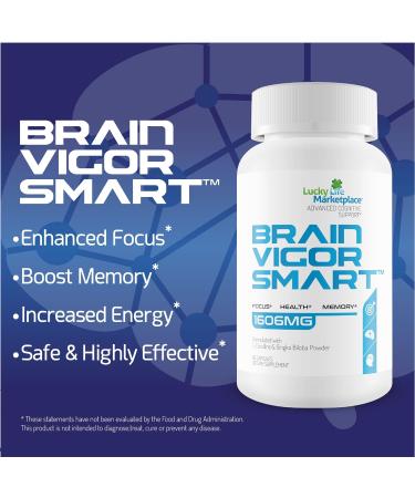Brain Vigor Smart Brain Booster - Extra Strength Support for Focus Health and Memory - Improved Formula Made with Lion's Mane Mushroom & Ginkgo Biloba - Our Best Brain Vigor Smart Pills - Buy Online on GoSupps.com
