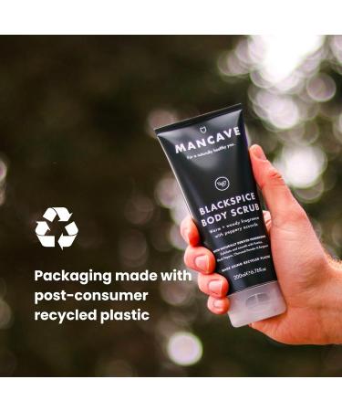 ManCave Blackspice Body Scrub 200ml for Men | Exfoliating Scrub with Pumice and Charcoal Powder | Vegan Friendly | Made in England | Warm & Woody Aroma - Buy Online on GoSupps.com