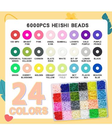 Clay Beads Bracelet Making Kit - 24 Colors, 6000 Flat Heishi Beads, 1200 Jewelry Accessories, 14 A-Z Smiley Face Bead Strings | Jewelry Making Kit for Preppy Girls 6-12 - Buy Online on GoSupps.com
