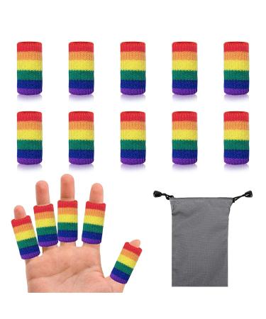 MEITREND Finger Protectors Sleeves 10 Pcs Thumb Splint Brace Elastic Finger Support Brace Tape Breathable for Pain Relief Arthritis Trigger Basketball Baseball Compression Colorful