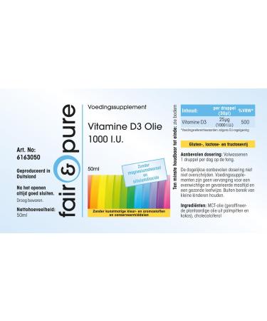 Fair & Pure - Vitamin D3 oil 1000 IU - 50 ml - Buy Online on GoSupps.com