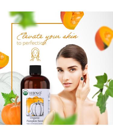 HBNO Organic Pumpkin Seed Oil - 16 oz (475ml) Value Size - Ideal for Salad dressings Lip balms Face wash Lotions and Skin care products. - Buy Online on GoSupps.com