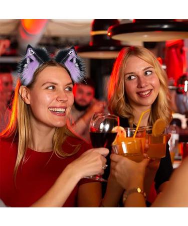 Wontool Animal Ears Headband - Cosplay Animal Ear Headband for Women Plush Cosplay Decoration for School Plays Theater Costumes Stage Shows and Dances Purple - Buy Online on GoSupps.com