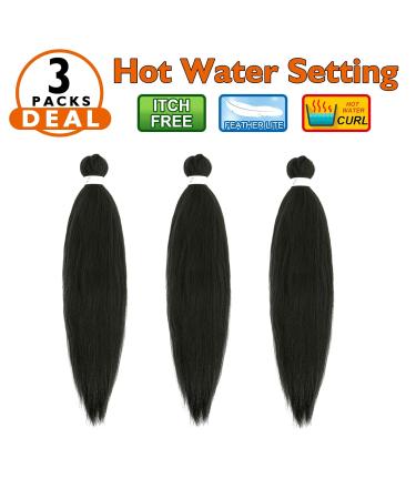 WacanDan Pre Stretched Braiding Hair 26 Inch 3 Packs Natural Black Crochet Braids Extensions - Buy Online on GoSupps.com