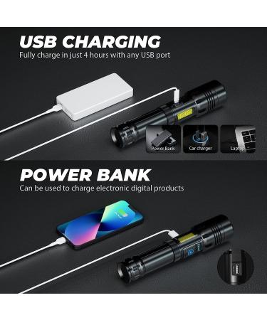 120000 Lumen Rechargeable LED Flashlight | Super Bright, 7 Modes, COB Work Light | IPX6 Waterproof Handheld Flashlight for Emergencies, Camping, Hiking - Buy Online on GoSupps.com