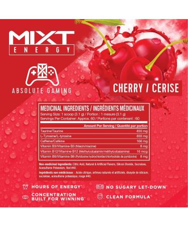 MIXT Energy Drink Mix Energy Powder 8 Hour Energy Formula Designed for Concentration Focus and Hours of Energy Without the Crash Sugar Free (60 Servings) (Cherry) - Buy Online on GoSupps.com