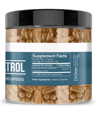 Earthborn Elements Resveratrol 200 Capsules Pure & Undiluted No Additives 200 Count (Pack of 1) - Buy Online on GoSupps.com