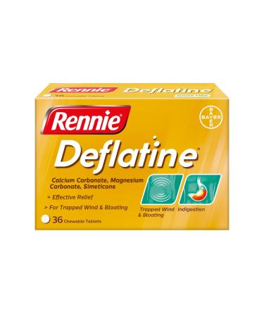 Rennie Deflatine Trapped Wind & Bloatedness Relief Tablets Sugar-Free Mint - 36 Tablets
