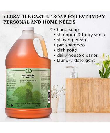 Carolina Peppermint Castile Liquid Soap 1 Gallon - Vegan & Organic Body Wash with Skin-Softening Olive Oil - Pure Peppermint Castile Soap for a Refreshing Cleanse - Buy Online on GoSupps.com