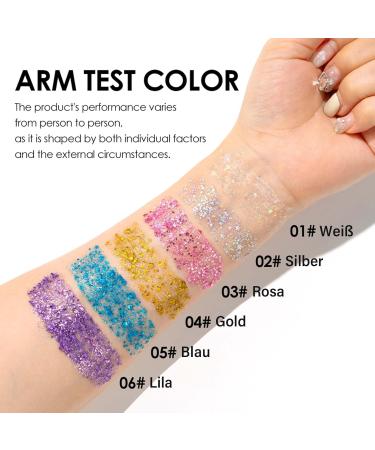  Clawrex Glitter pen set for face lips hair nails holographic glitter gel for festivals (silver) - Buy Online on GoSupps.com