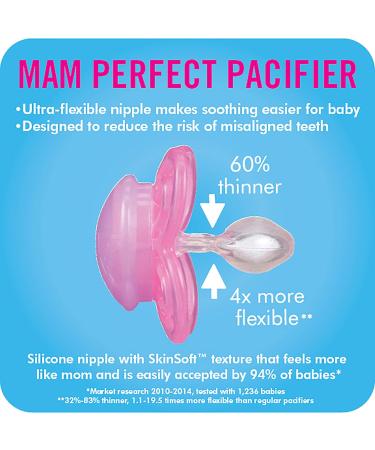 MAM Perfect Night Pacifiers Glow in the Dark Pacifiers (2 Pack 1 Sterilizing Pacifier Case) Pacifiers 16 Plus Months Best Pacifier for Breastfed Babies Baby Girl Pacifier Girl Pacifiers - Buy Online on GoSupps.com