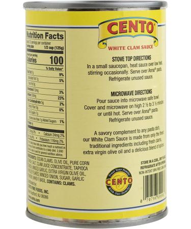 Cento Italian Style White Clam Sauce 15 oz - Pack of 6 | Authentic Recipe for Pasta - Buy Online - Buy Online on GoSupps.com
