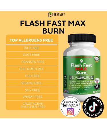 GREENVIFY Flash Fast Max Burn Dietary Supplement Natural Ingredients 60 Veggie Capsules 30-Day Supply (2) - Buy Online on GoSupps.com