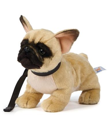 Uni-Toys - French Bulldog (beige) - With leash - 26 cm (length) - Plush dog - Plush toy cuddly toy beige - with leash