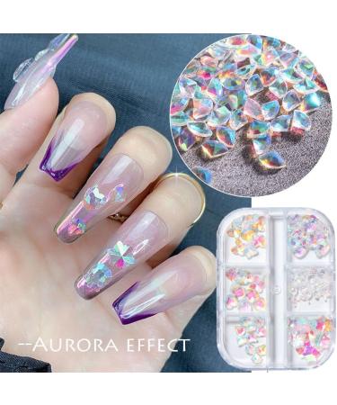 6 Grids Manicure Jewelry Accessories Winter Diamond 3D Nails Rhinestones Aurora Crystal Snowflakes Resin(B) - Buy Online on GoSupps.com