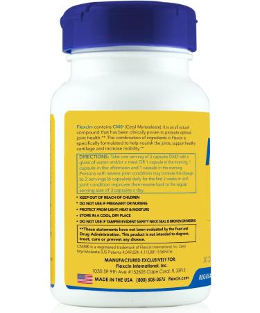 Flexcin Joint Health & Mobility Formula with CM8 (Cetyl Myristoleate) - Joint Supplements for Men and Women with Glucosamine, MSM, Collagen Type II - 3 Pack (270 Capsules) 90 Count (Pack of 3) - Buy Online on GoSupps.com