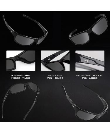 KastKing Kateel Polarized Sport Sunglasses - UV Protection for Driving, Fishing, Cycling, Running - Gloss Black/Smoke Lens - Buy Online on GoSupps.com