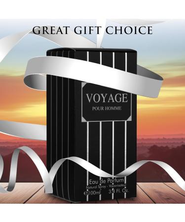 Voyage for Men Eau De Parfum - Sophisticated Male Fragrance Composition of bergamot Pepper Lavender Star Anise & Nutmeg - Base of Peppery & Vanilla - Go-To Daily Scent - Elegant 100ml Bottle - Buy Online on GoSupps.com