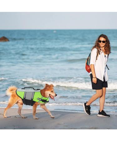 Alagirls Life Jacket for Small Dogs - Adjustable Safety Vest for Swimming & Boating Reflective Handle Green M (48-58cm Chest Circumference) - Buy Online on GoSupps.com