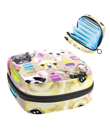 Women's lift Storage pockets Stillpad Hand painted dog head macaron cake portable period kit pocket feminine product bag for women girls color4