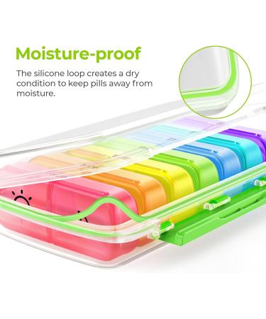 AUVON Weekly Pill Organizer AM PM - Moisture-Proof 7 Day Portable Pill Box for Vitamins & Medication - Buy Online on GoSupps.com