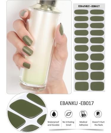 Ebanku 20PCs Olive Green UV Gel Nail Wraps - Self-Adhesive Nail Stickers with File & Stick for Women & Girls - Perfect for Nail Decoration - Buy Online on GoSupps.com
