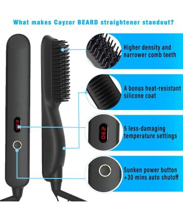 Premium Heated Beard Brush for Men - Anti-Scald 5 Heat Levels LCD Display | Perfect Beard Grooming Gift Set - Buy Online on GoSupps.com