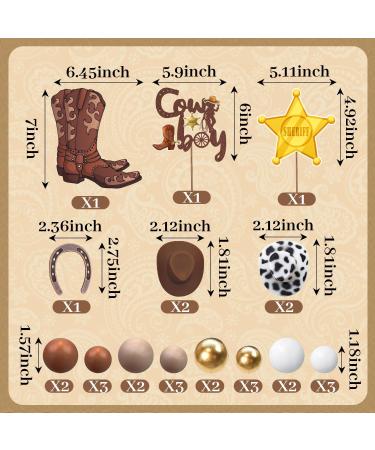 28 Pcs Cowboy Cake Decorations Cowboy Hat Boot Horseshoe Sheriff Badge Ball Cake Toppers Western Cowboy Birthday Baby Shower for Western Theme Party Favors Supplies - Buy Online on GoSupps.com