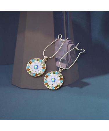 Vintage Colorful Crystal Round Drop Earrings for Women | Geometric Rhinestone Jewelry - Buy Online on GoSupps.com