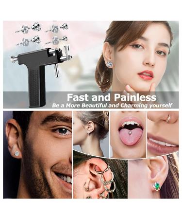 Stainless Steel Ear Piercing Gun Kit with Iodophor Swab - Salon Quality Piercing Tool Set for Nose, Navel, and Ears - Buy Online on GoSupps.com