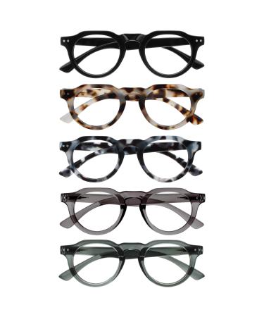 Opulize Rio Reading glasses with blue light filters - flattened out frame - women & men - spring hinges - B53-1 +2.50 Magnification glossy black - glossy light brown tympatt