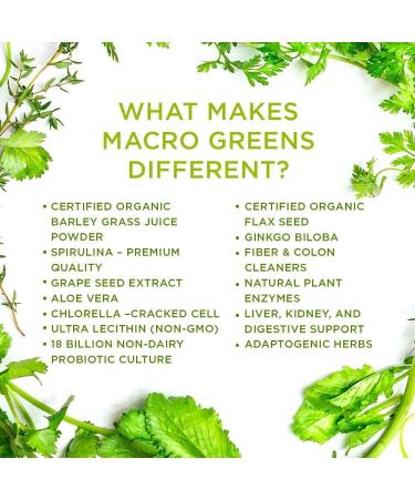 MacroLife Naturals Macro Greens Powder: 38 Superfood Probiotic Antioxidant Enzyme Supplement - Immunity Energy Cleanse - Non-GMO Vegan Gluten-Free Dairy-Free - 60 Servings - Buy Online on GoSupps.com