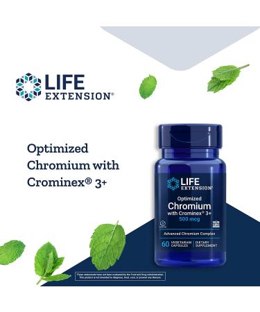 Life Extension Optimized Chromium 500 mcg - Glucose & Cholesterol Supplement, Gluten-Free, Non-GMO, 60 Veg Capsules - Buy Online on GoSupps.com