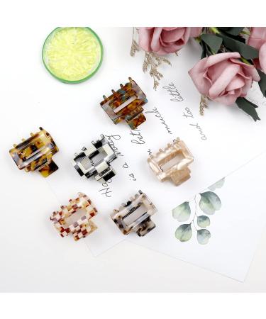 Kavya 6-Piece Non-Slip Hair Clips for Women | Small Angular Tortoise Acetate & Leopard Clips | Perfect for Thin Hair - Buy Online on GoSupps.com