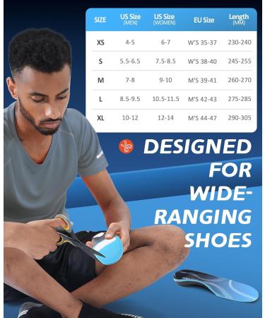TMANI Arch Support Insoles Plantar Fasciitis Men Women - Orthotic Shoe Inserts Flat Feet - Heavy Duty Boot Insoles Work Sport - Blue 10.5-12 (29-30.5CM) - Buy Online on GoSupps.com