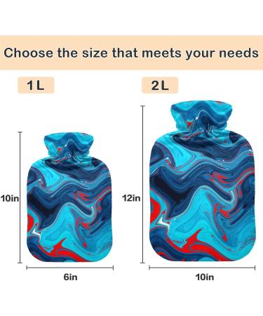 Naanle Hot Water Bottle with Cover - Red Blue Marble 1L Heat & Cold Therapy for Pain Relief Hand & Foot Warmer - Buy Online on GoSupps.com