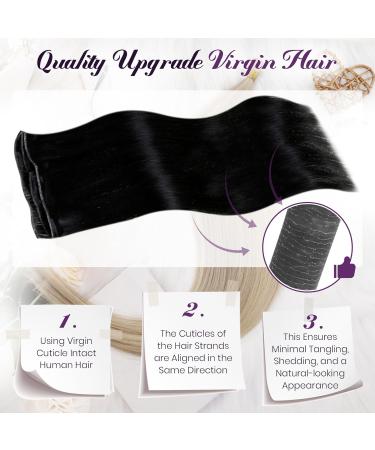 LAAVOO 60cm Black Hair Extensions - Virgin Real Hair Injections for Invisible Tress | Male Hair Injects #1 | 25g - Buy Online on GoSupps.com