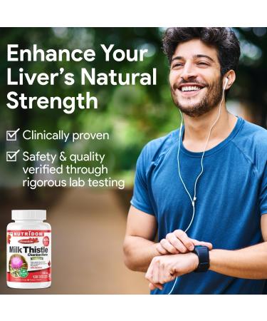 Nuridom Milk Thistle Capsules 250mg Supports Liver Function 80% Silymarin Milk Thistle Seed Extract Supplement Non-GMO Vegan Gluten-Free Dairy and Soy Free (120 Count) - Buy Online on GoSupps.com