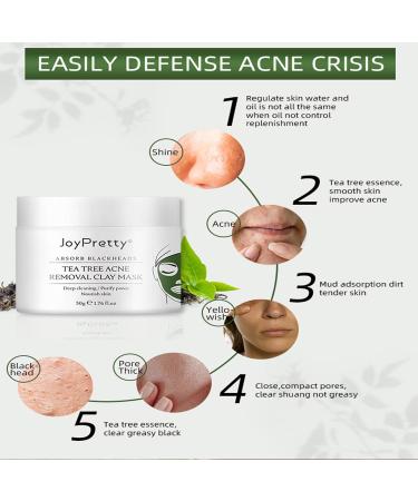 Tea Tree Facial Mask - Deep Cleansing Pore Purifying Clay Mask for All Skin Types Blackheads & Acne Treatment - Buy Online on GoSupps.com