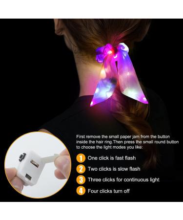 6PCS LED Light Up Hair Bows Scrunchies - Neon Bunny Ear Glow Hair Bands for Women Girls | Glow in the Dark Hair Accessories & Party Decorations - Buy Online on GoSupps.com