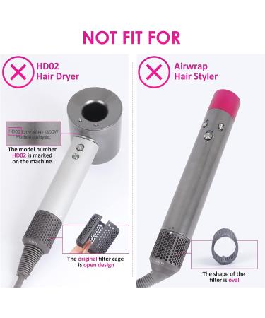 Hair Dryer Outer Filter + Hair Dryer Inner Filter Replacement for Dyson Hair Dryer HD01 HD03 HD07 HD08 Models Filter Mesh Cover Cap Protect Attachments Easy Disassembly (Metallic Grey) - Buy Online on GoSupps.com