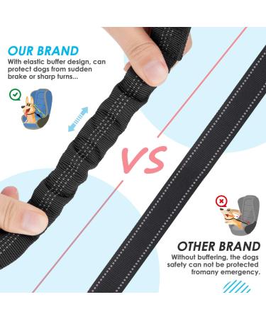 Lukovee Reflective Double Car Seatbelt for 2 Dogs | Adjustable Anti-Shock Bungee Buffer | Safety Travel Belt for Medium Dogs | Black - Buy Online on GoSupps.com