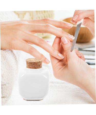 Mikinona Manicure Dishes Refillable Empty Bottle Ceramics Bottle Pill Container Bottle Cosmetic Bottle with Lid Manicue Cups Powder Bottle Jar Nail Cup Nail Art Ceramic Cup Bamboo White - Buy Online on GoSupps.com